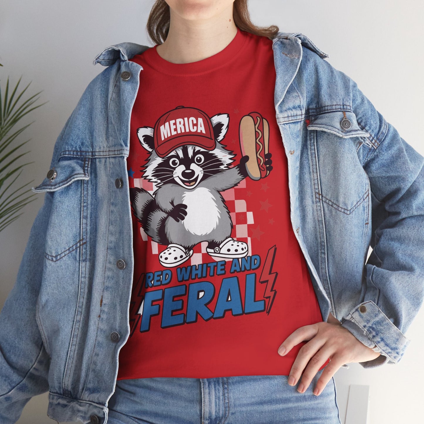 Red White And Feral Raccoon 4th of July Saying Meme T-Shirt