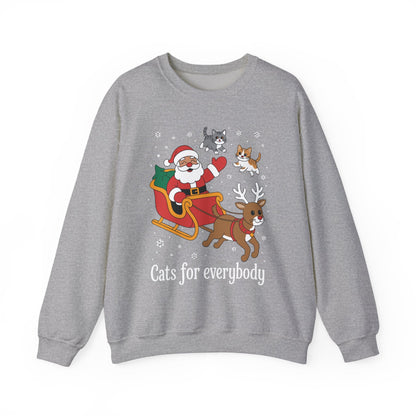 Cats For Everybody Christmas Cat Funny Xmas Women Santa Sweatshirt
