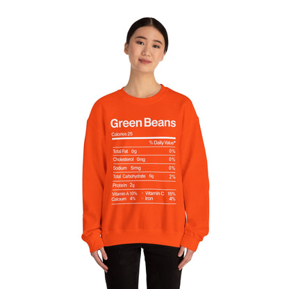 Green Beans Nutrition Facts Funny Thanksgiving Christmas Sweatshirt