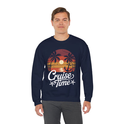 On Cruise Time Coconut Tree Graphic Summer Vacation Cruising Sweatshirt
