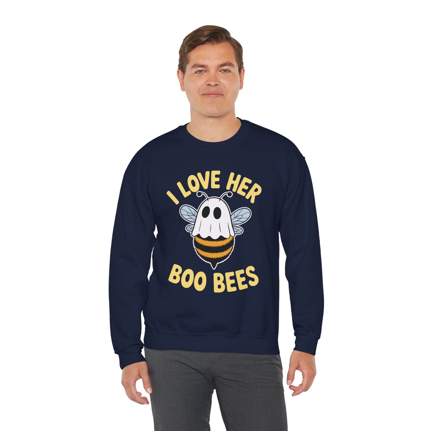 I Love Her Boo Bees Couples Halloween Adult Costume His Men Sweatshirt