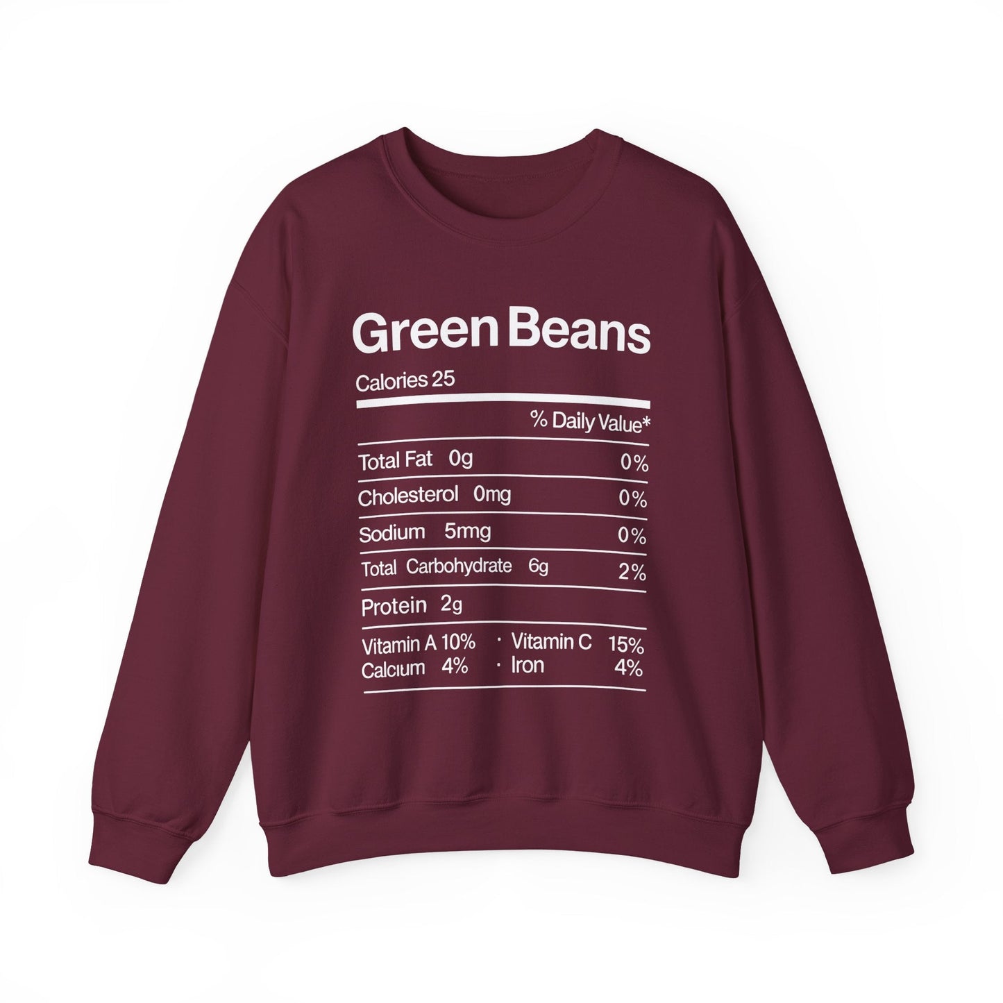 Green Beans Nutrition Facts Funny Thanksgiving Christmas Sweatshirt