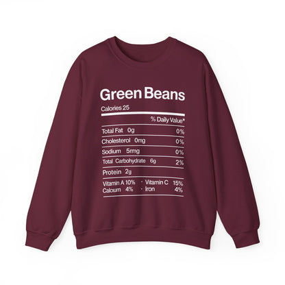 Green Beans Nutrition Facts Funny Thanksgiving Christmas Sweatshirt