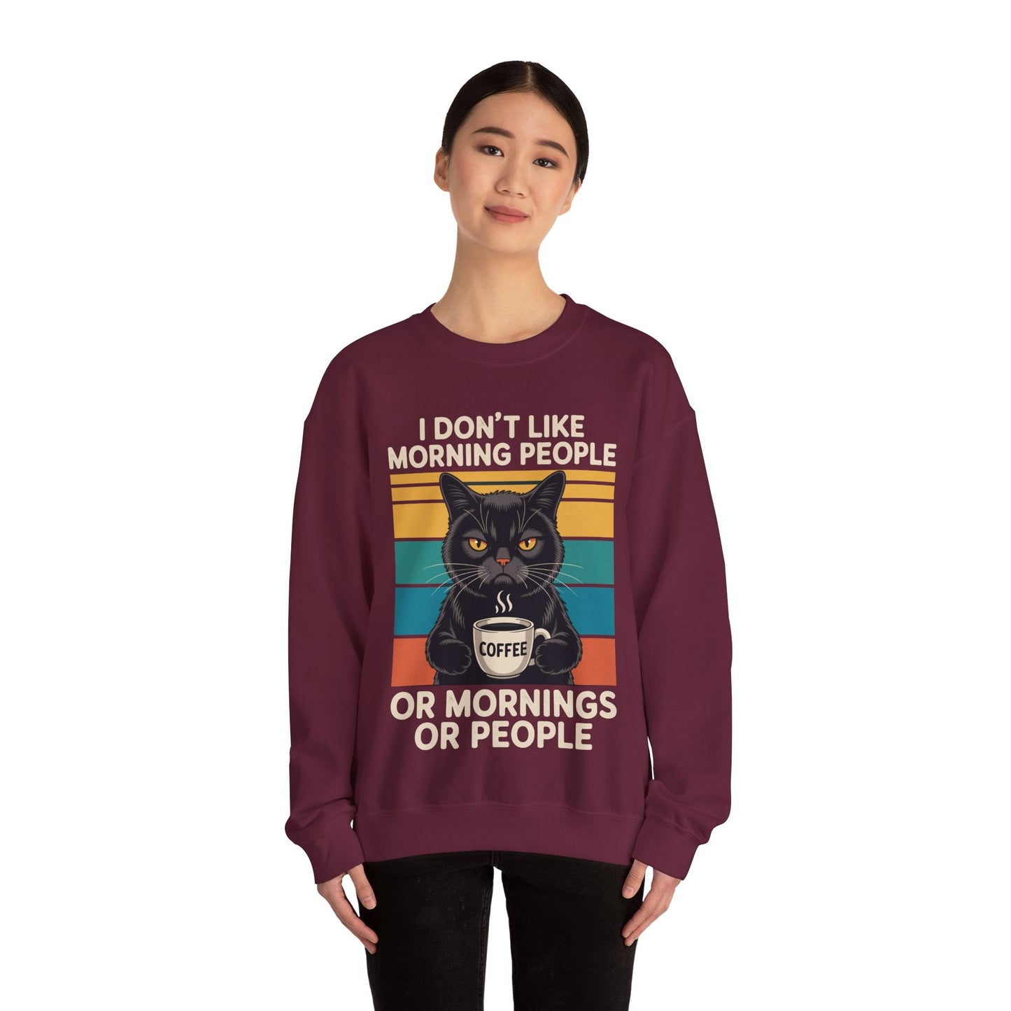 I Hate Morning People And Mornings And People Coffee Cat Sweatshirt
