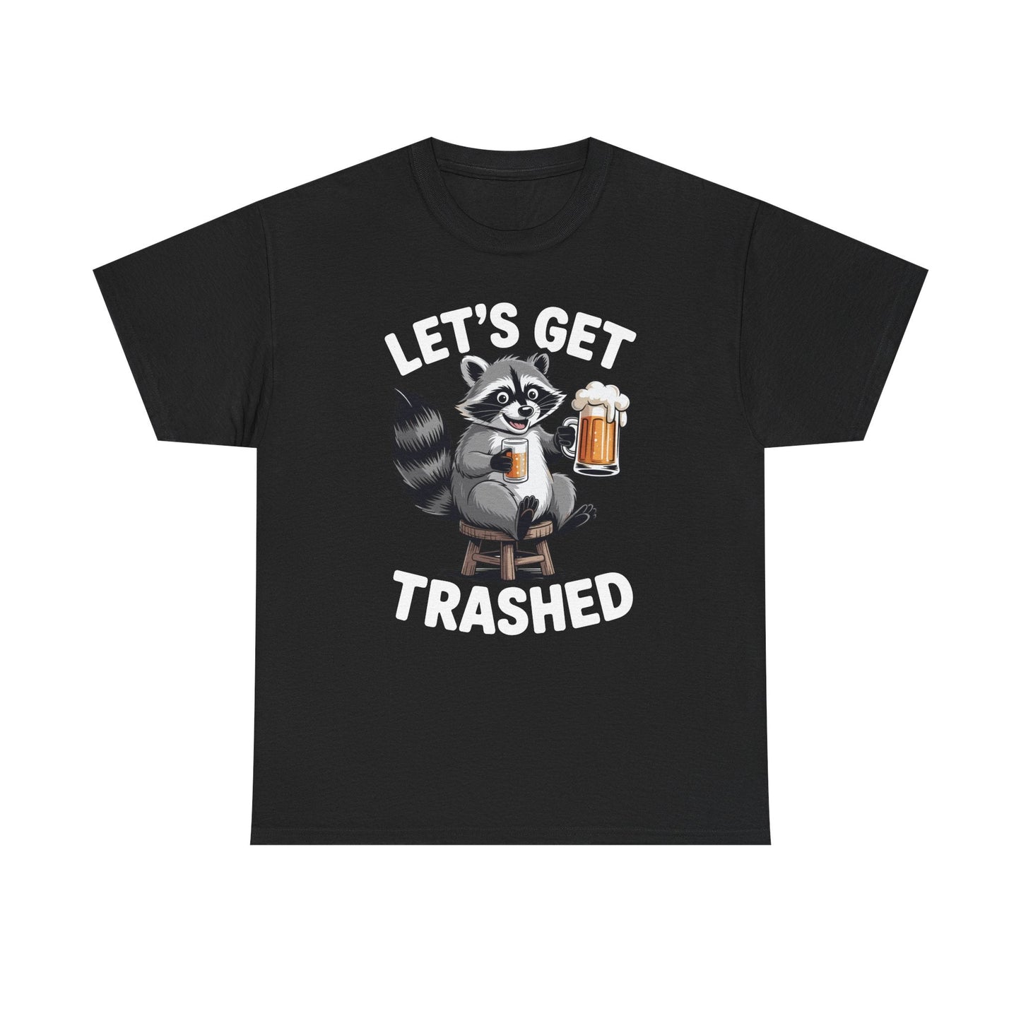 Funny Let's Get Trashed Raccoon Meme Humor Beer Drinking T-Shirt