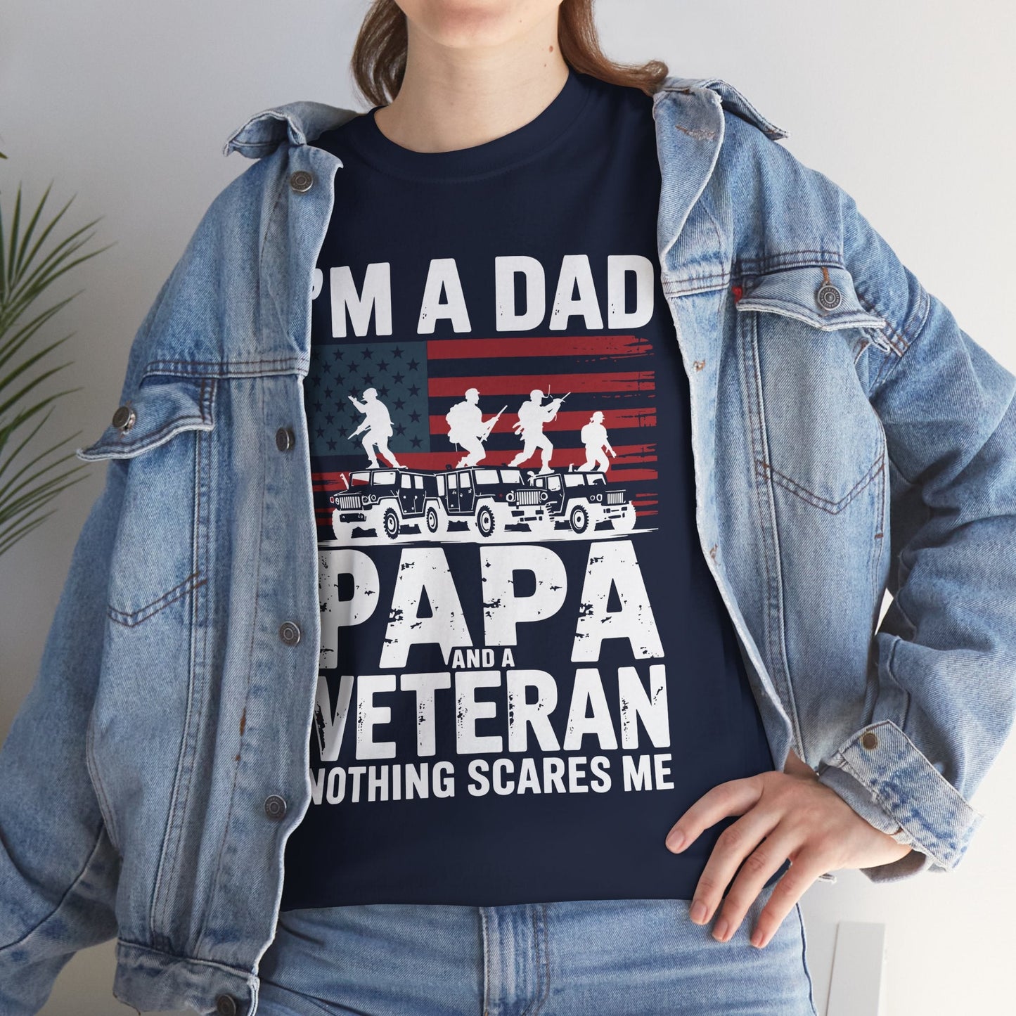 I'm A Dad Papa And Veteran Funny Retro Dad Papa Grandpa T-Shirt