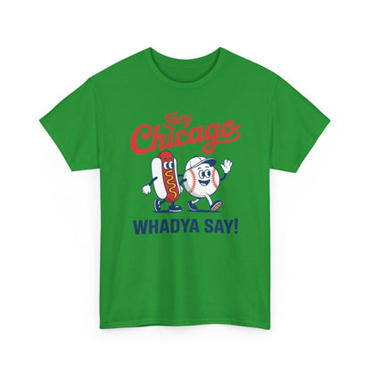 Hey Chicago Whadya Say Baseball and Hot Dog 4th of July Men Women T-Shirt