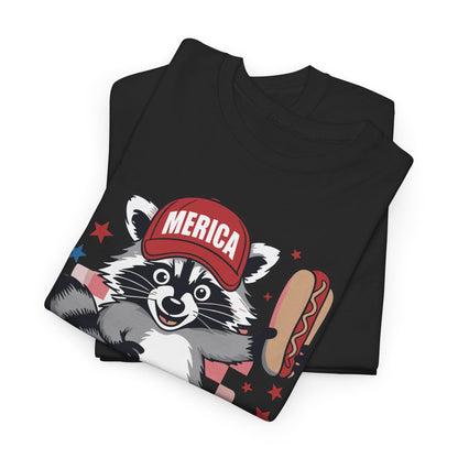 Red White And Feral Raccoon 4th of July Saying Meme T-Shirt