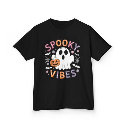 Spooky Vibes Ghost Retro Groovy Halloween Kids T-Shirt