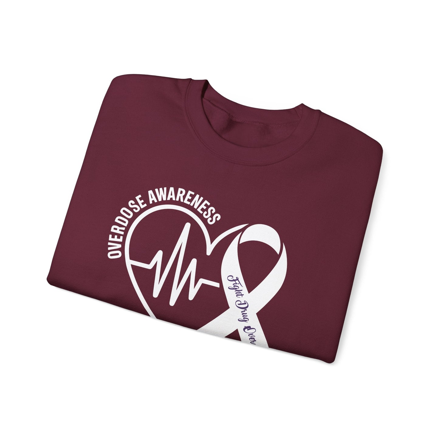 Overdose Awareness Month Heart Purple Ribbon Support Sweatshirt