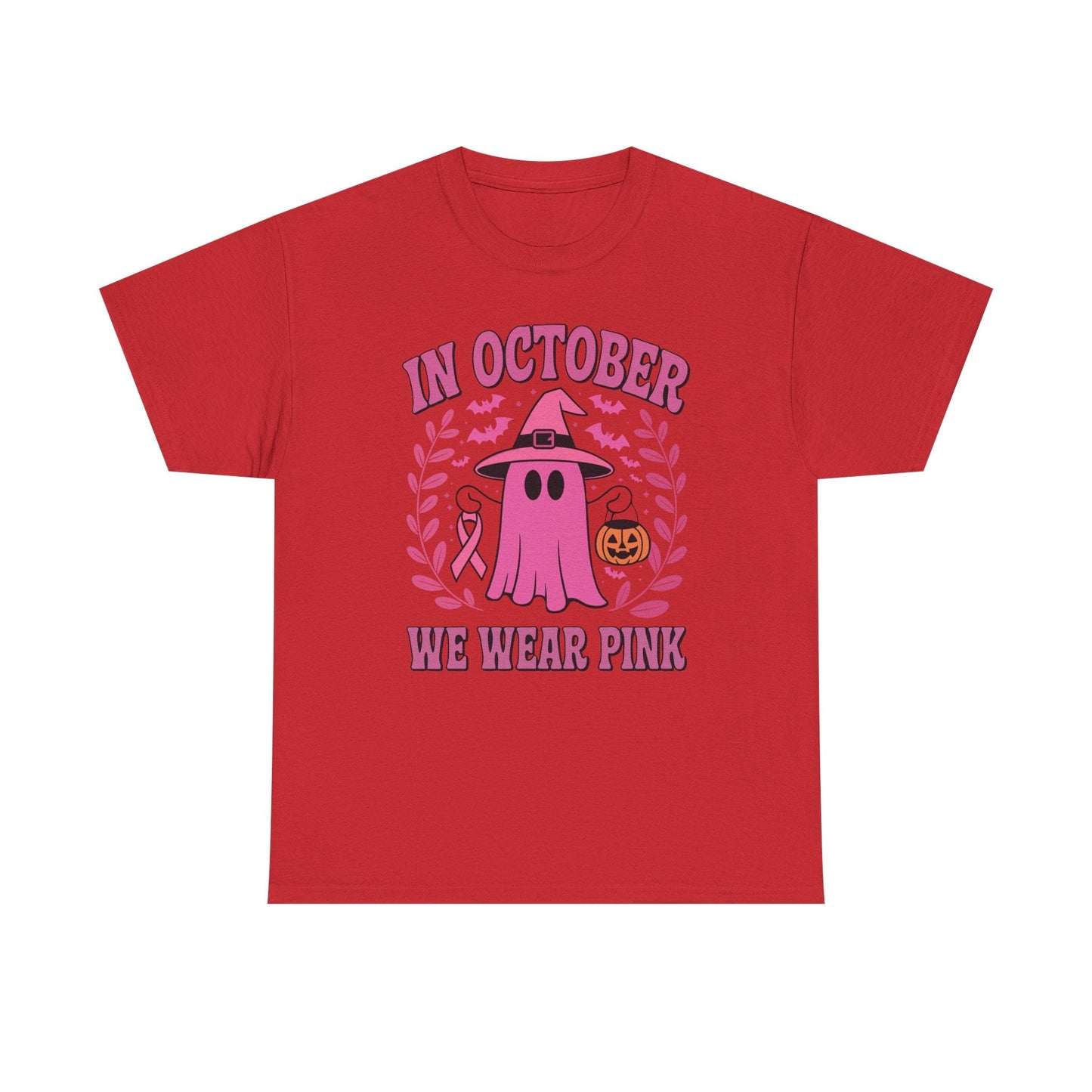 In October We Wear Pink Breast Cancer Awareness Halloween T-Shirt