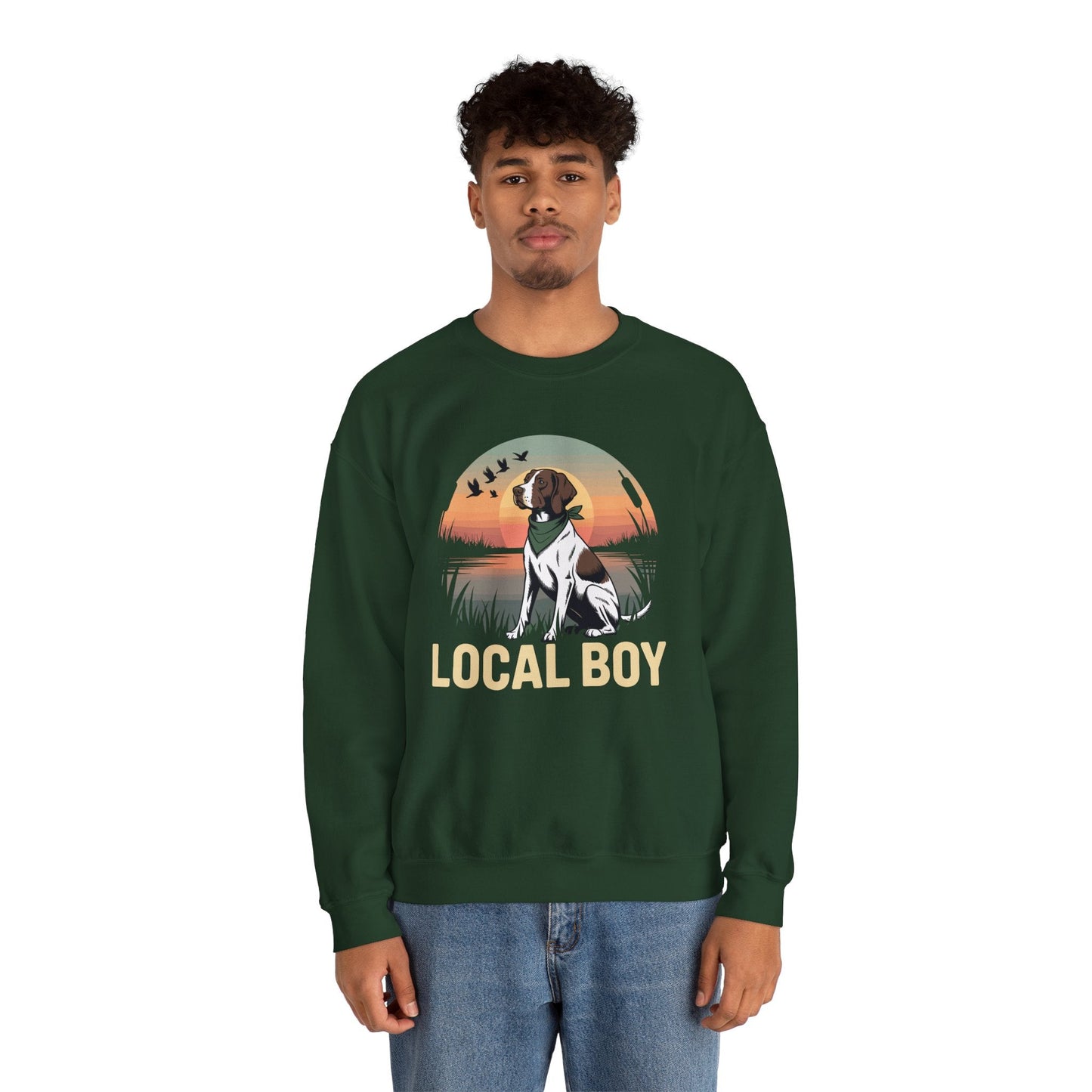 Local Boy Hunting Dog Vintage Sunset Hunting Season Sweatshirt