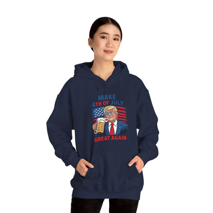 Funny Trump Make 4th Of July Great Again Drinking Beer Hoodie
