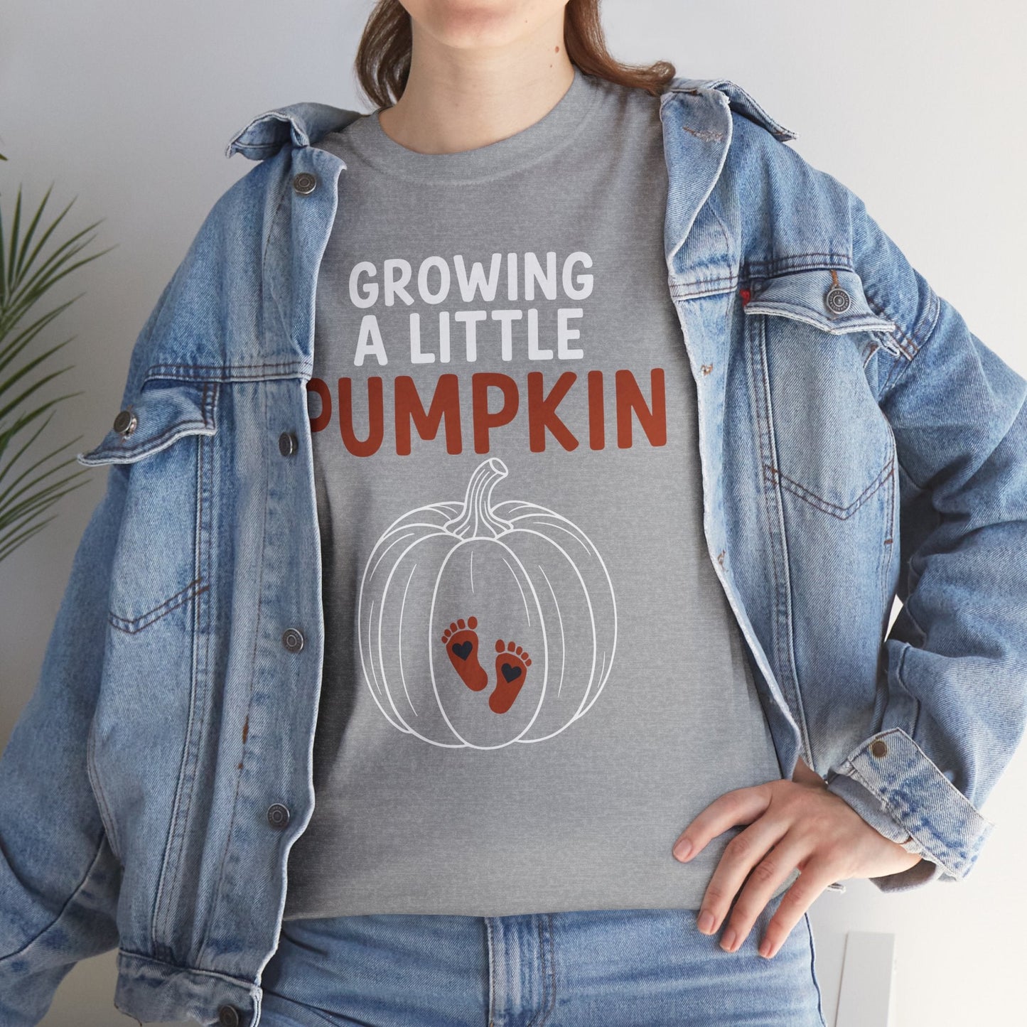 Growing A Little Pumpkin Fall Thanksgiving Baby Bump Wife T-Shirt