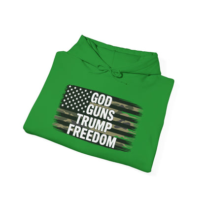 God Guns Trump Freedom Funny Camouflage Pro Gun USA Flag Hoodie