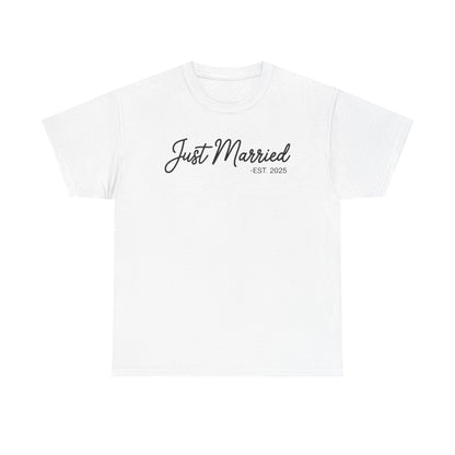 Just Married 2025 Honeymoon Wedding Couples Fiancee T-Shirt