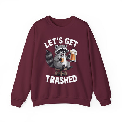 Funny Let's Get Trashed Raccoon Meme Humor Beer Drinking Sweatshirt