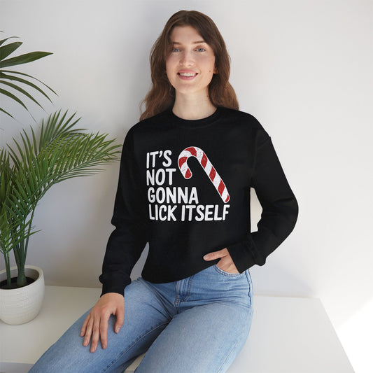Funny Candy Cane Lick Itself Adult Christmas in July Gift Sweatshirt