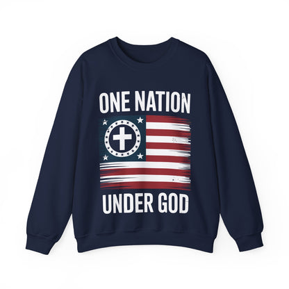 One Nation Under God Flag 4th Of July Patriotic Christian Sweatshirt