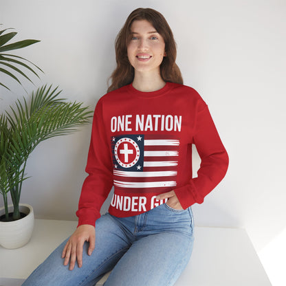 One Nation Under God Flag 4th Of July Patriotic Christian Sweatshirt