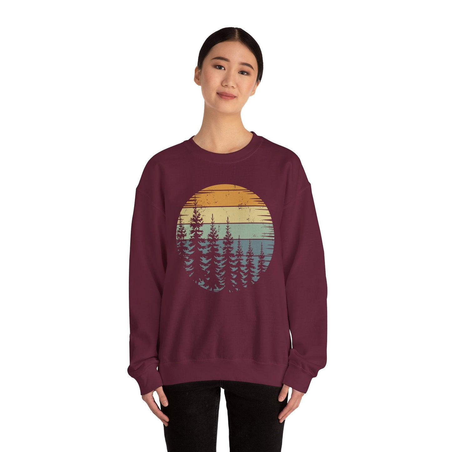 Retro Forest Trees Outdoors Nature Vintage Graphic Sweatshirt