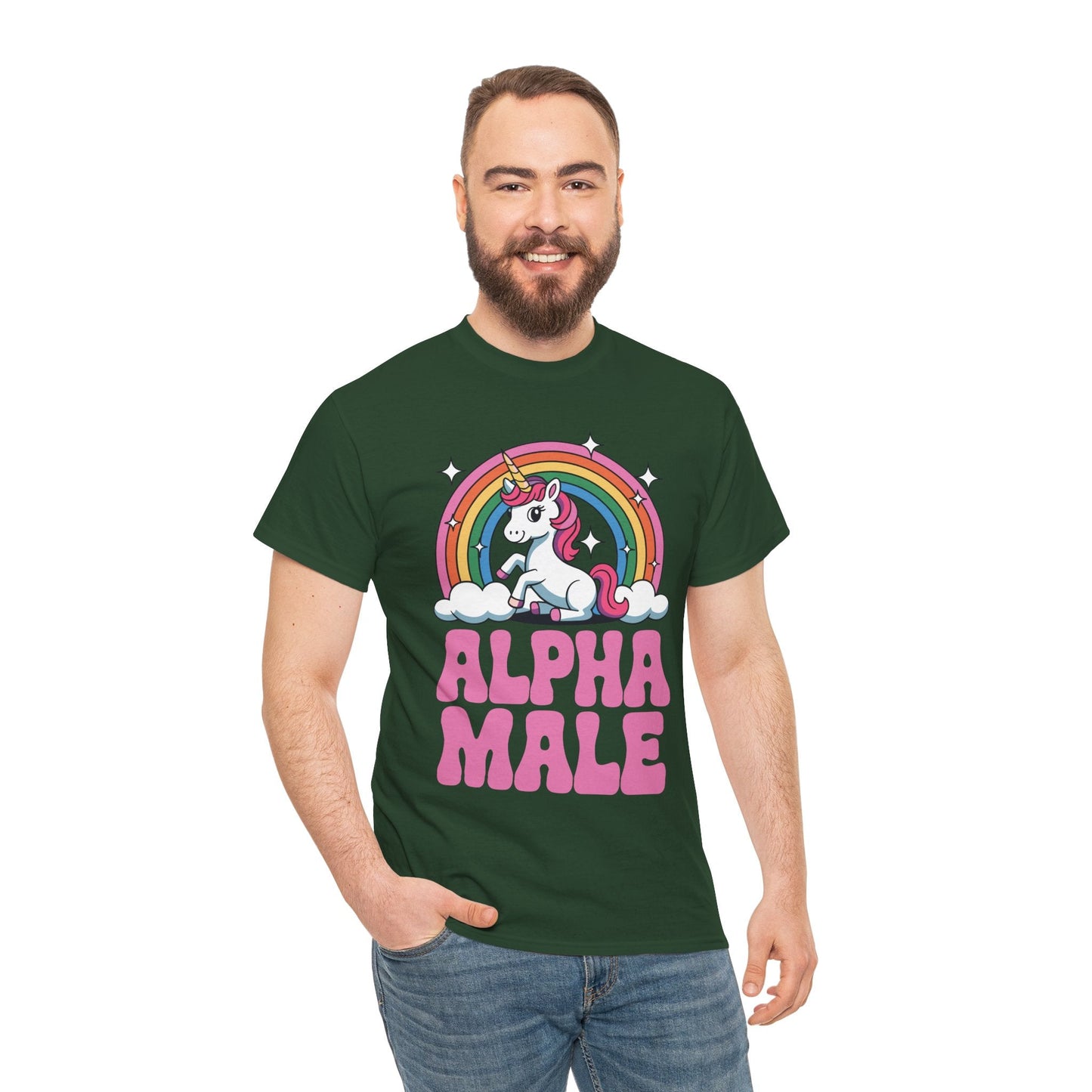 Funny Alpha Male Unicorn Sarcastic Ironic Weird Y2K Humor T-Shirt