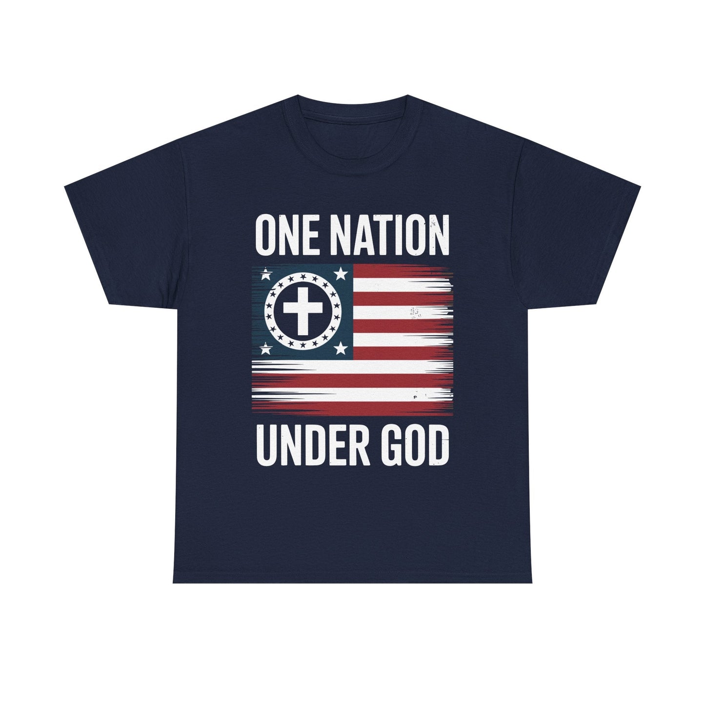 One Nation Under God Flag 4th Of July Patriotic Christian T-Shirt