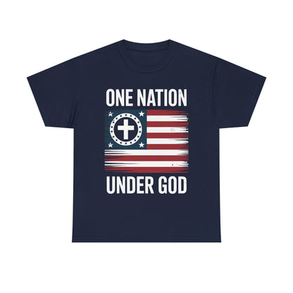 One Nation Under God Flag 4th Of July Patriotic Christian T-Shirt