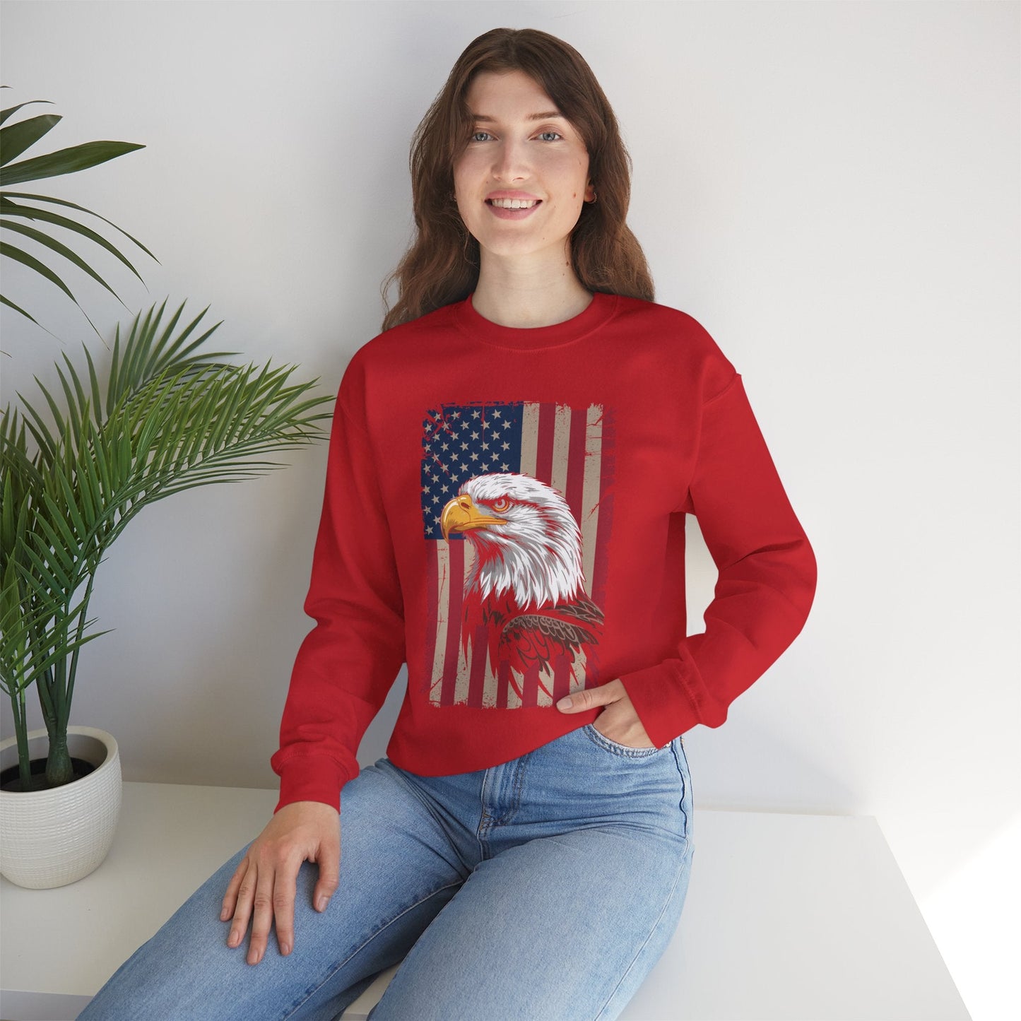 American Flag Bald Eagle Patriotic Red White Blue Sweatshirt