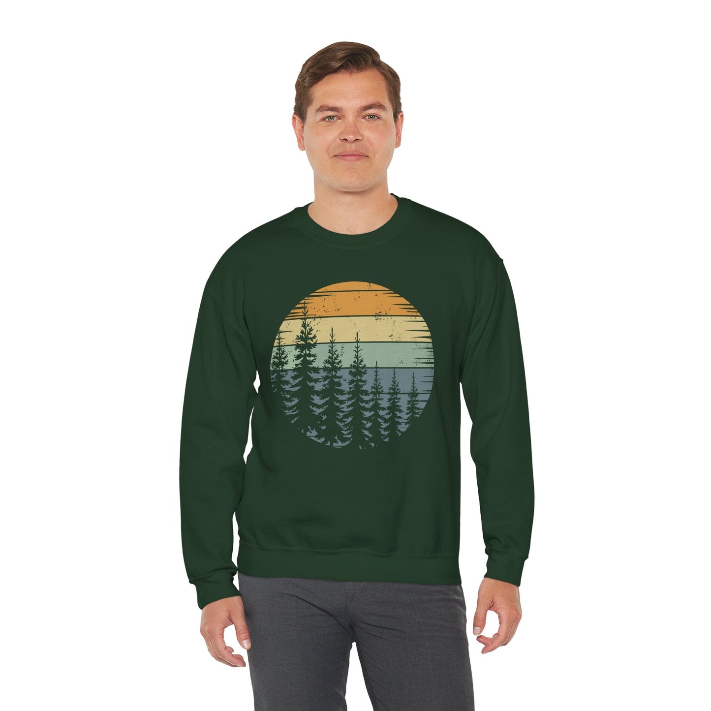 Retro Forest Trees Outdoors Nature Vintage Graphic Sweatshirt