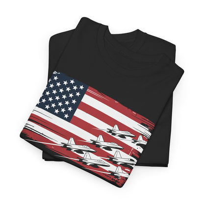 Patriotic Red White Blue USA Flag Fighter Jets 4th of July T-Shirt