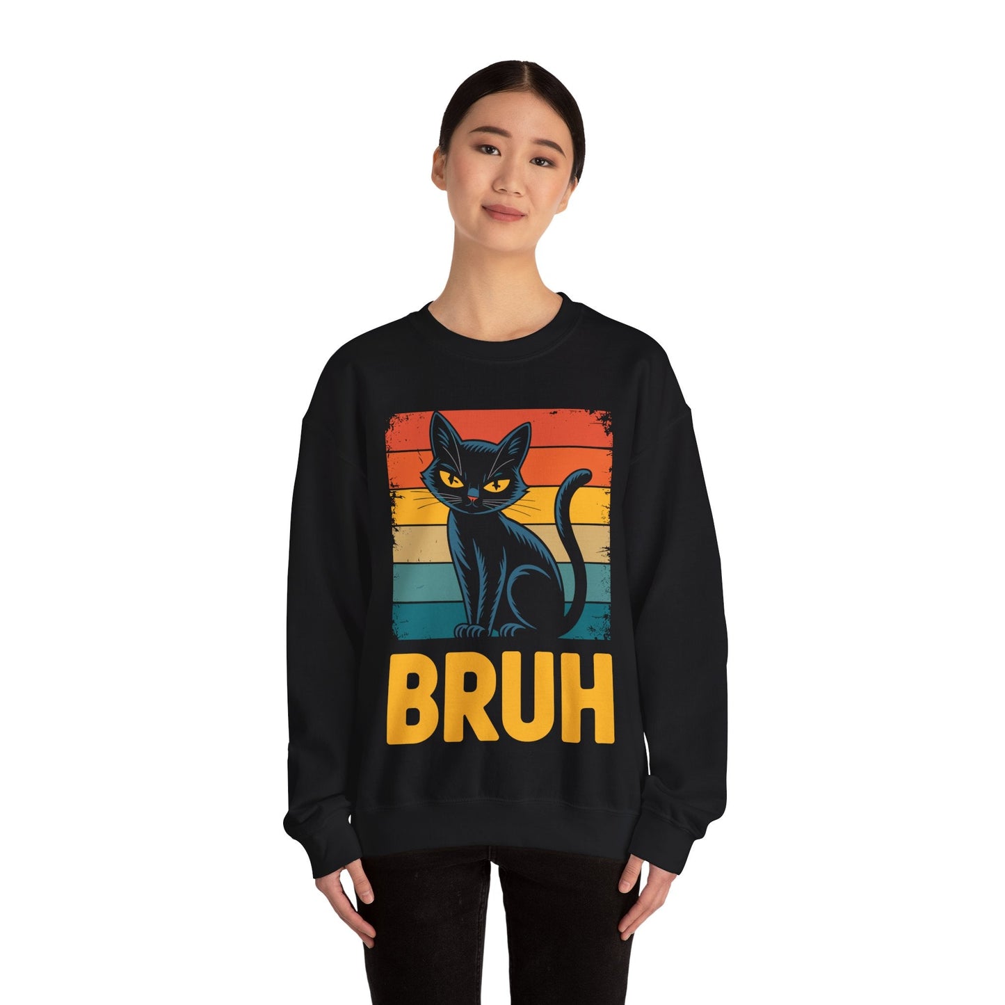 Funny Cat Bruh For Teens Boys Girls Men Women Meme Graphic Sweatshirt
