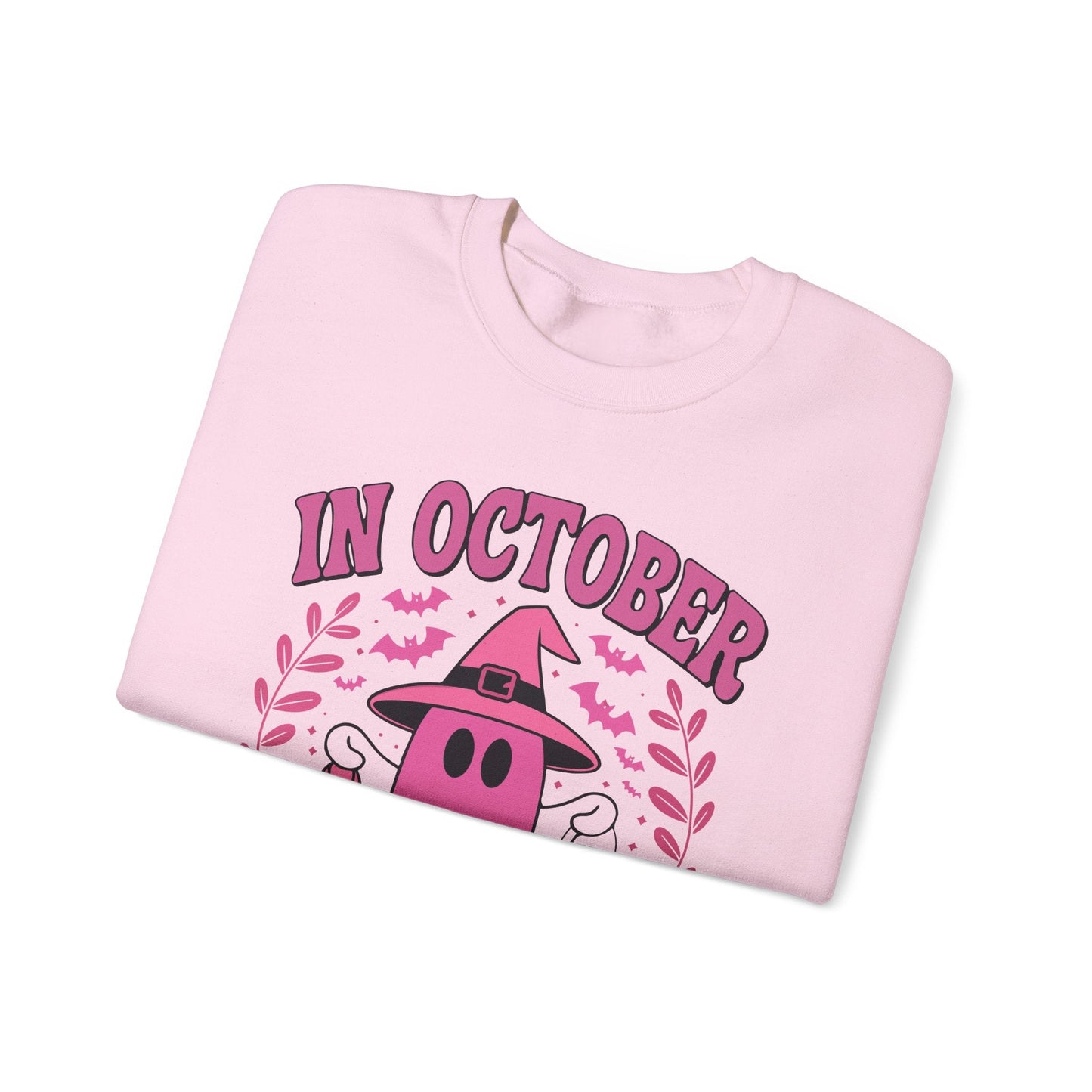 In October We Wear Pink Breast Cancer Awareness Halloween Sweatshirt