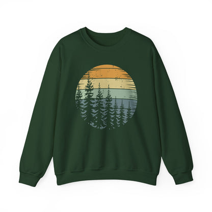 Retro Forest Trees Outdoors Nature Vintage Graphic Sweatshirt