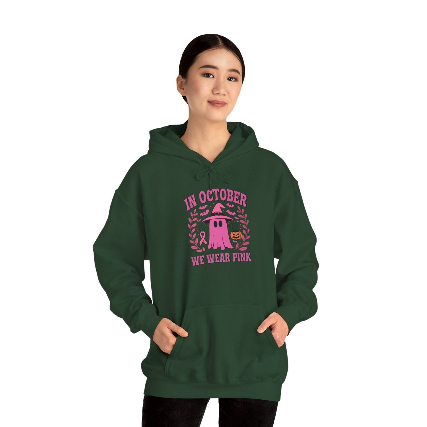 In October We Wear Pink Breast Cancer Awareness Halloween Hoodie