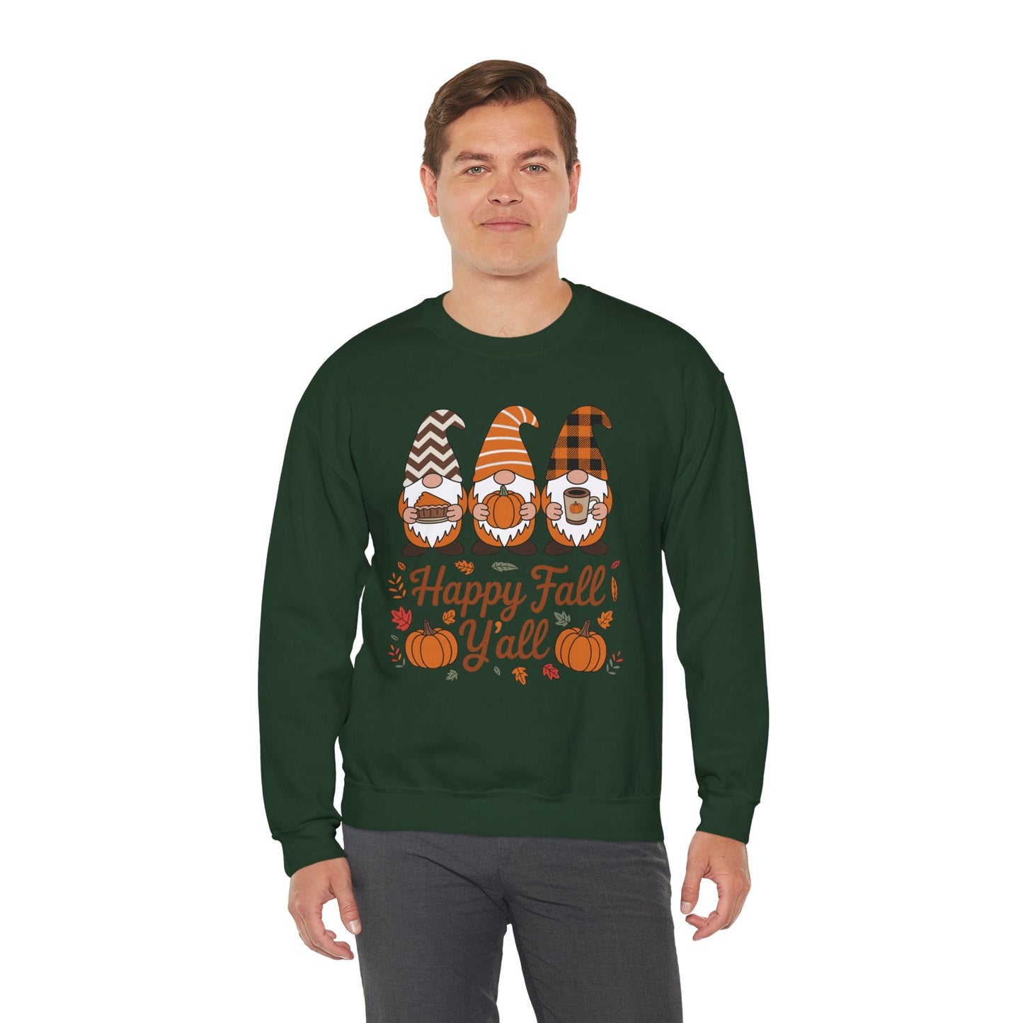 Happy Fall Y'all Gnome Pumpkin Autumn Thanksgiving Men Women Sweatshirt