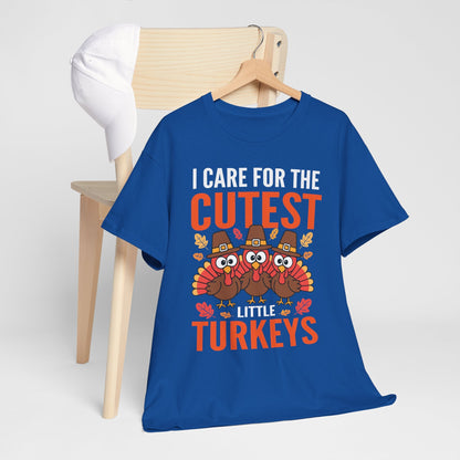 Care For Little Turkeys Nurse Fall Thanksgiving Scrub Top T-Shirt