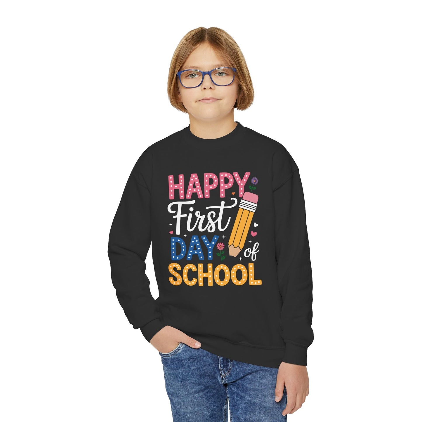 Happy First Day of School Pencil Teacher Cute Back to School Sweatshirt