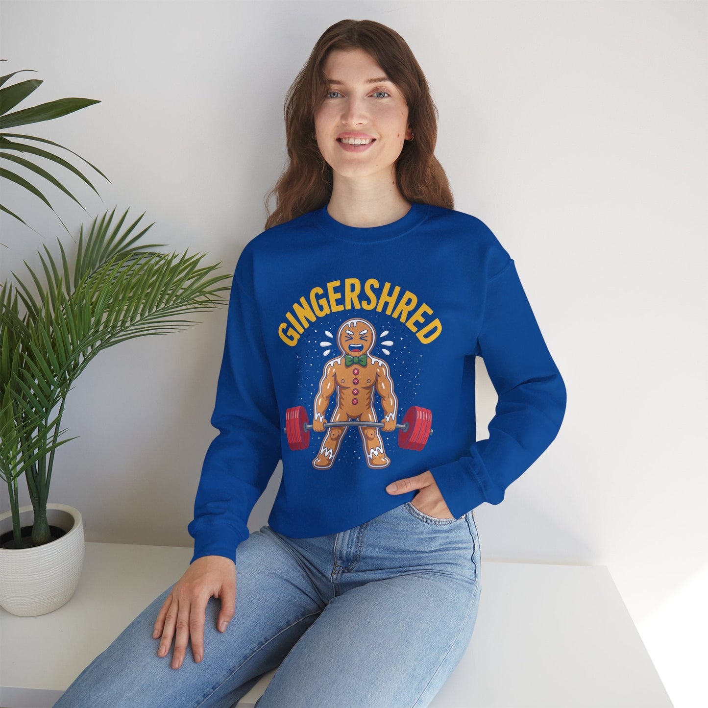 Funny Gingershred Gingerbread Man Gym Bodybuilding Christmas Sweatshirt
