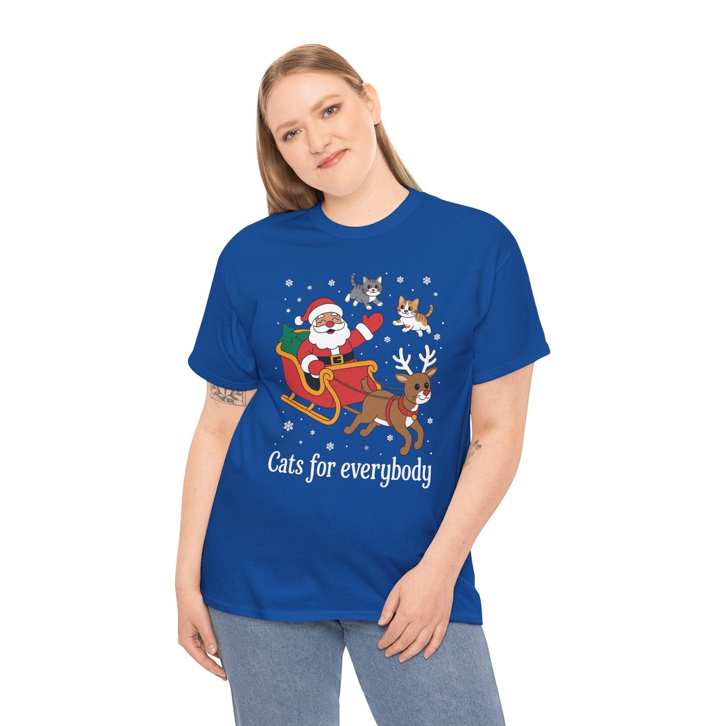 Cats For Everybody Christmas Cat Funny Xmas Women Santa T-Shirt