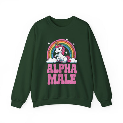 Funny Alpha Male Unicorn Sarcastic Ironic Weird Y2K Humor Sweatshirt