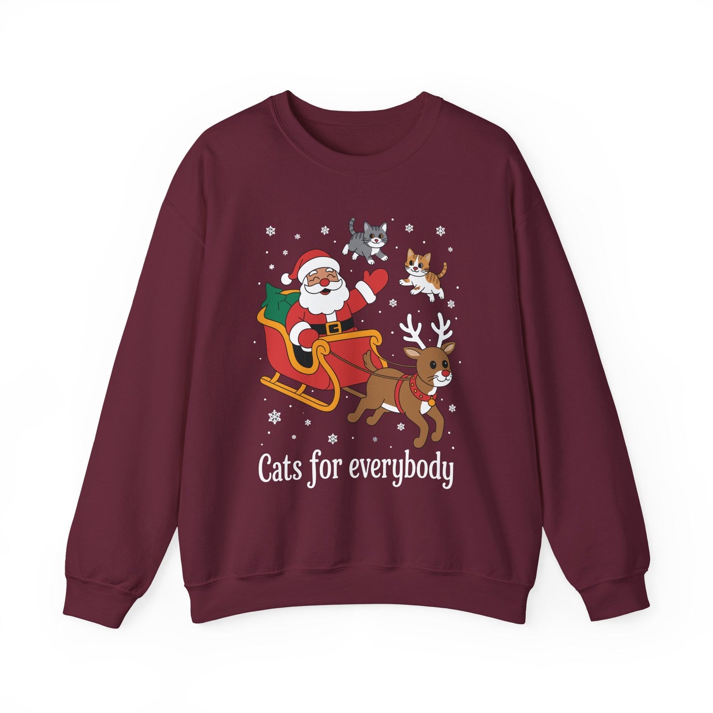 Cats For Everybody Christmas Cat Funny Xmas Women Santa Sweatshirt