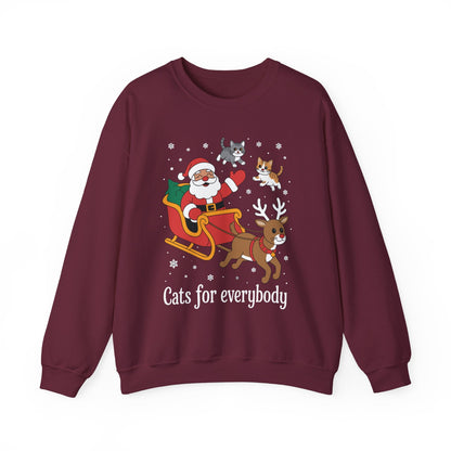 Cats For Everybody Christmas Cat Funny Xmas Women Santa Sweatshirt