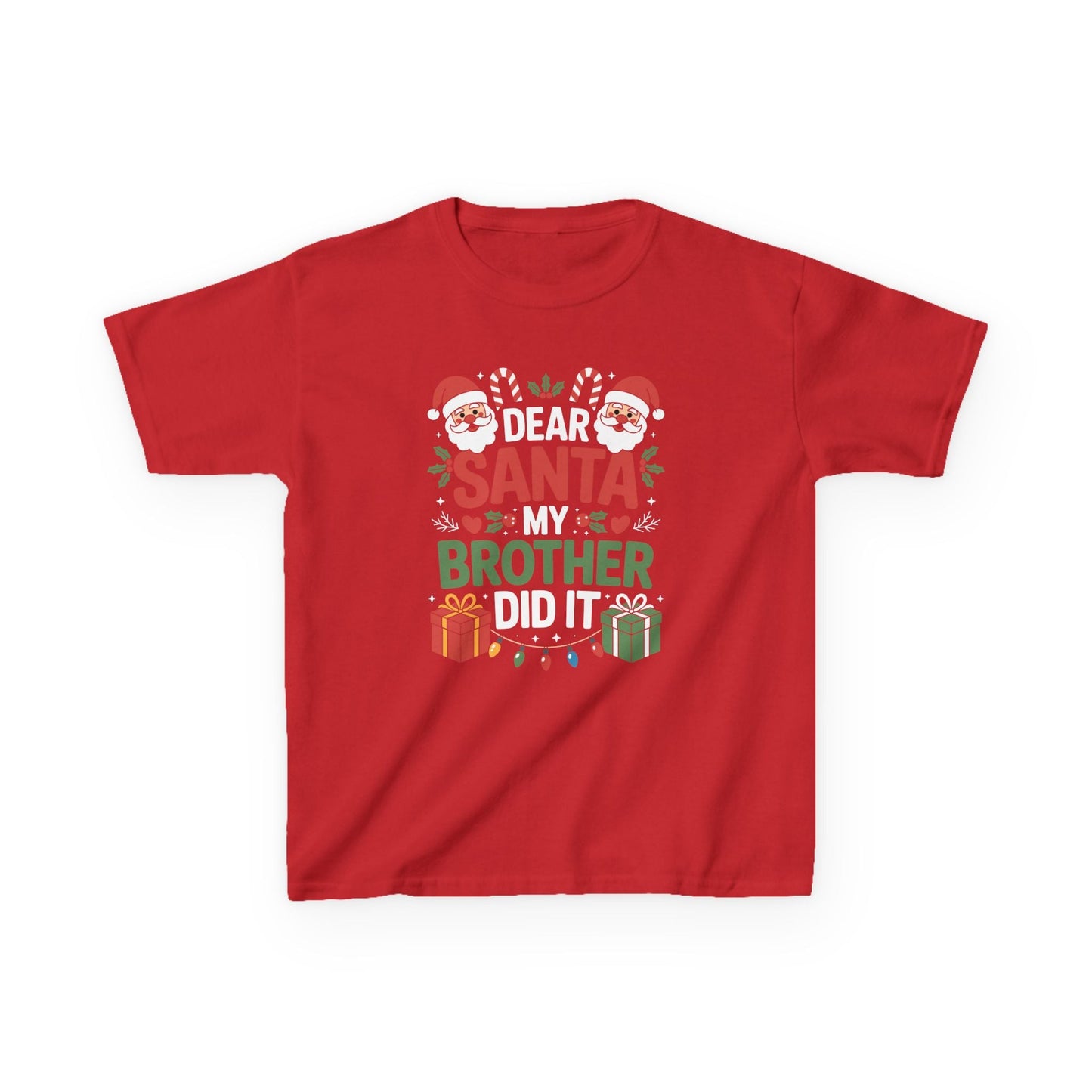 Dear Santa My Brother Did It Funny Christmas Boys Girls Kids T-Shirt