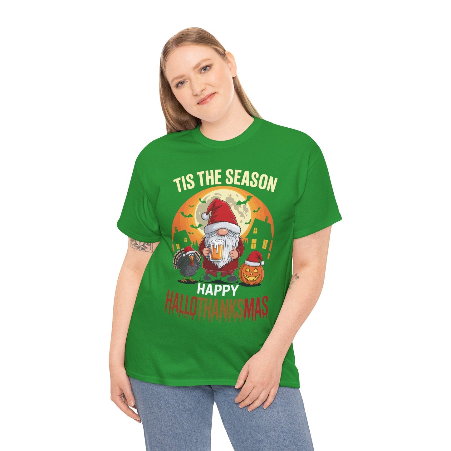 Happy Hallothanksmas Halloween Thanksgiving Merry Christmas T-Shirt