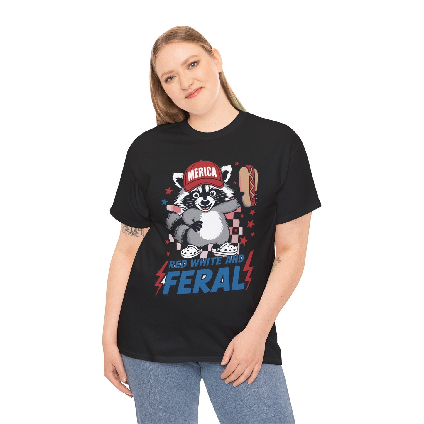Red White And Feral Raccoon 4th of July Saying Meme T-Shirt