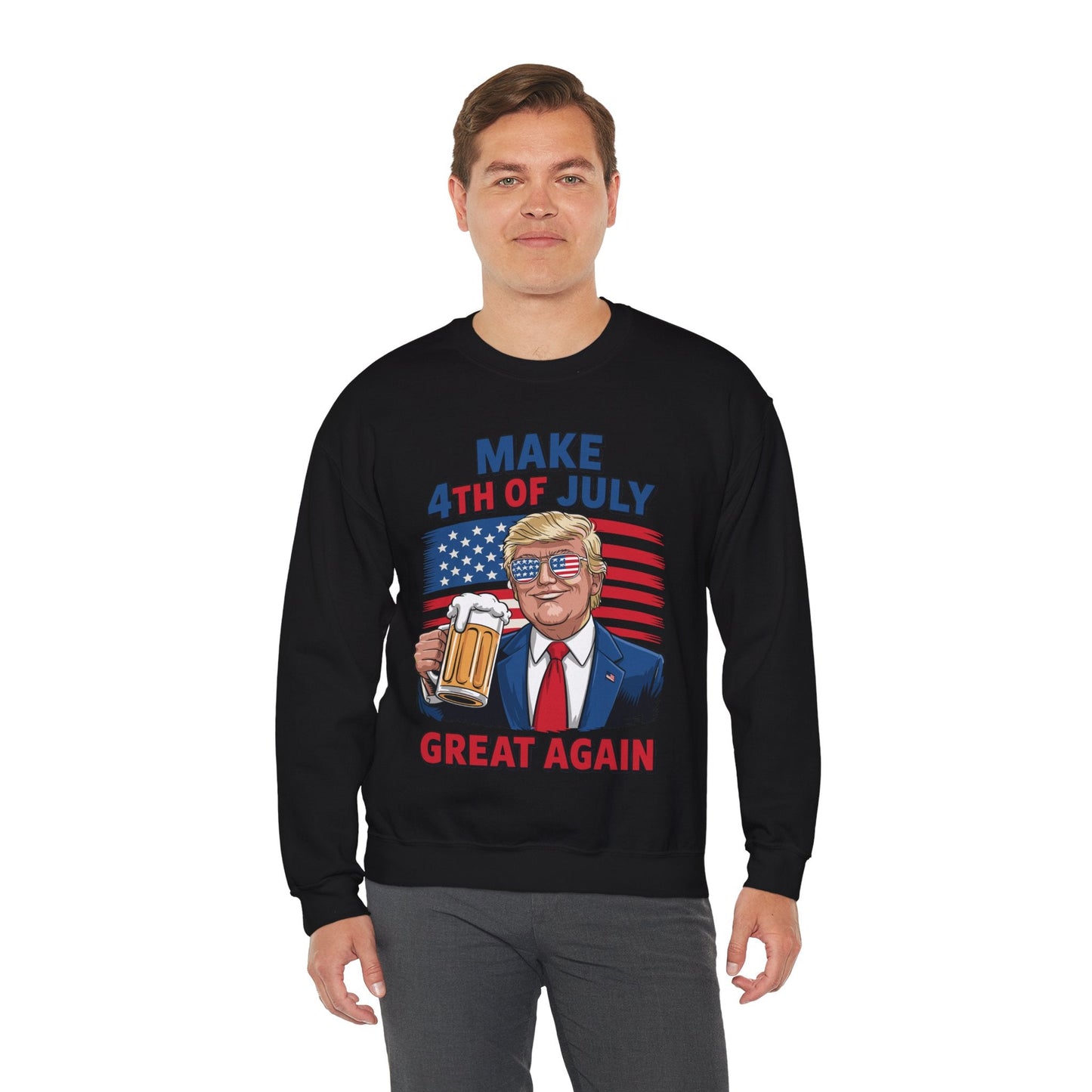 Funny Trump Make 4th Of July Great Again Drinking Beer Sweatshirt