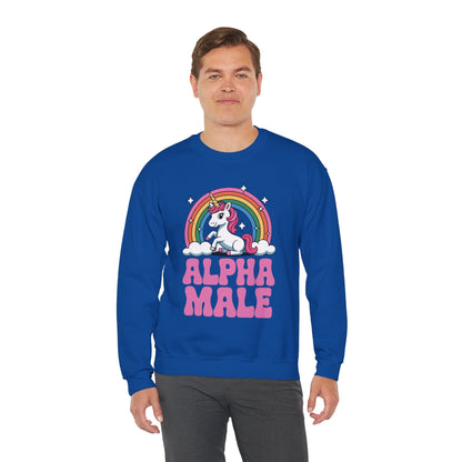 Funny Alpha Male Unicorn Sarcastic Ironic Weird Y2K Humor Sweatshirt