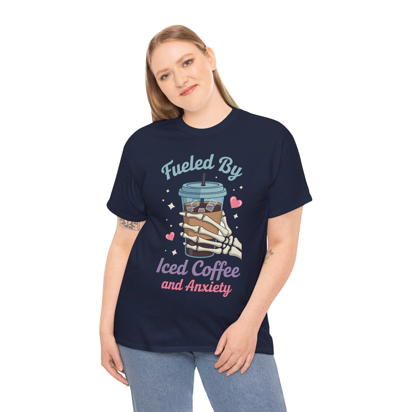 Fueled by Iced Coffee and Anxiety Funny Coffee Lover T-Shirt