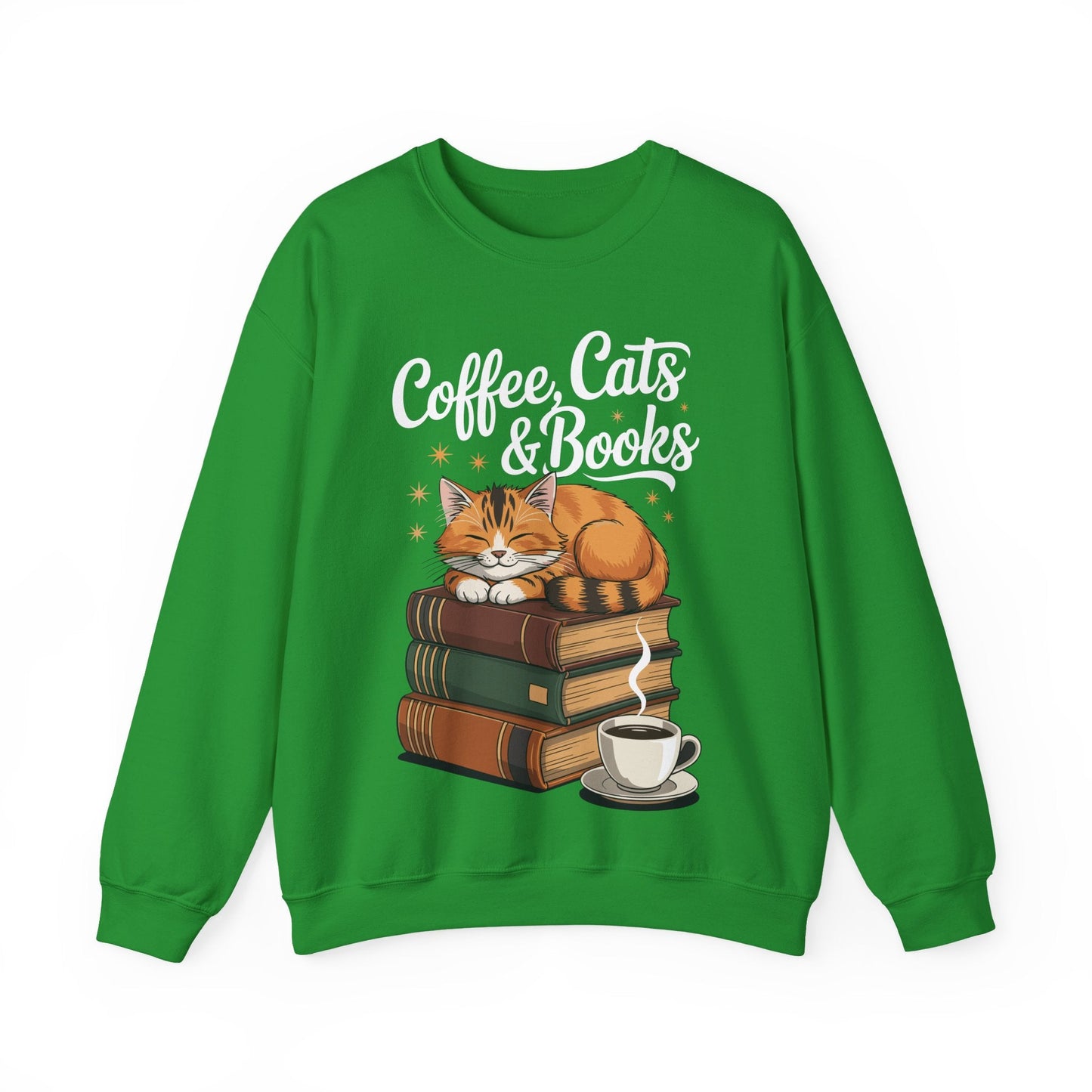 Coffee Cats & Books Lover, For Women & Girls, Funny Coffee Sweatshirt